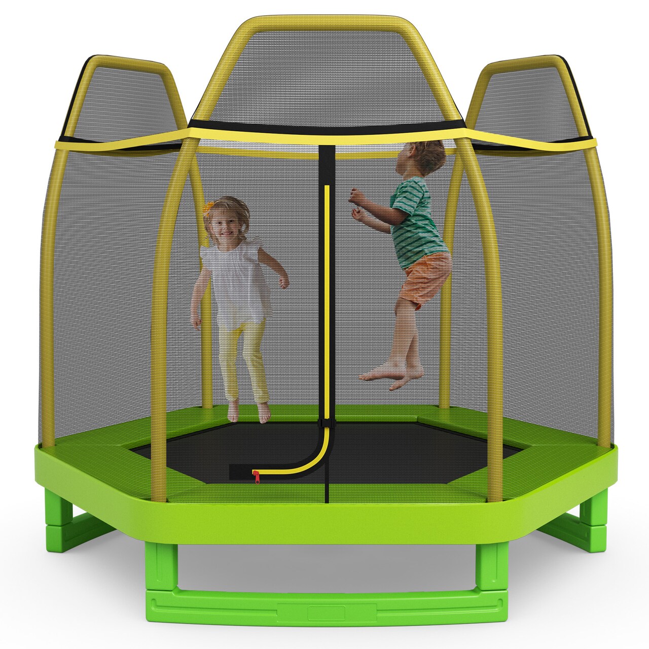 Mini Trampoline for Kids with Safety Net Foam Poles Steel Frame Bounce Jumper for Indoor Outdoor